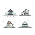 Vector flat line house collection Royalty Free Stock Photo