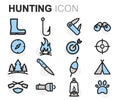 Vector flat line hunting icons