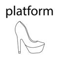 Vector flat line icon of woomen designer style platform shoes
