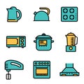 Vector flat line kitchen and cooking icons set Royalty Free Stock Photo
