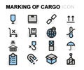 Vector flat line marking of cargo icons set