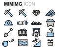 Vector flat line mining icons set