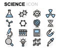 Vector flat line science icons set