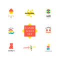 Vector flat logo collection for candy shop and sweet store. Royalty Free Stock Photo