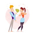 Vector flat loving couple illustration. Royalty Free Stock Photo