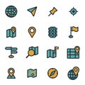 Vector flat map icons set Royalty Free Stock Photo