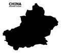 Vector Flat Map of Xinjiang Uyghur Region with Name