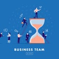 Vector flat minimalistic illustration - business team work, project management, business communication, workflow. Royalty Free Stock Photo