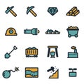 Vector flat mining icons set