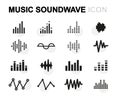 Vector flat music soundwave icons set Royalty Free Stock Photo