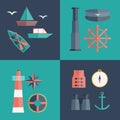 Vector flat nautical icons