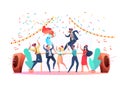 Vector flat office workers celebrate christmas a Royalty Free Stock Photo