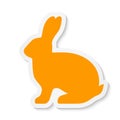 Vector flat orange rabbit sticker icon isolated on white background