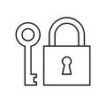 Vector flat outline key and lock Royalty Free Stock Photo