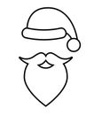 Vector flat outline Santa Claus hat and beard