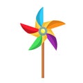 Vector flat paper pinwheel, windmill toy icon Royalty Free Stock Photo