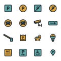 Vector flat parking icons set