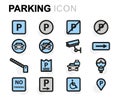 Vector flat parking icons set