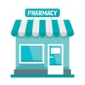 Vector flat pharmacy city building exterior front view illustration
