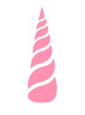 Vector flat pink cartoon unicorn horn icon