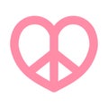 Vector flat pink heart peace sign Royalty Free Stock Photo