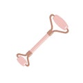 Vector flat pink rose quartz face massage Roller