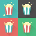 Vector Flat Popcorn Striped Buckets Set Illustration