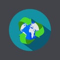 Vector flat recycle earth icon on gray background