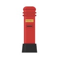 Vector flat Red mailbox, public and private address classic postbox, golden plate. British royal mail service wall Royalty Free Stock Photo
