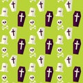 Vector Flat Seamless Death Halloween Pattern