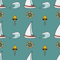 vector flat seamless pattern on the theme of sea cruise