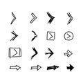 Vector flat set of arrows indicating direction