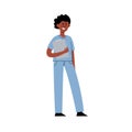 Vector flat set of standing african nurse isolated on white.