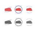 VECTOR Flat Shipping Delivery, Food Truck Icons Set, Logo Templates Set.