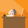 Vector flat simple illustration of tired man Royalty Free Stock Photo