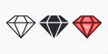 Vector Flat Simple Minimalistic Gemstone Icons Set. Diamond, Crystal, Rhinestones Closeup Isolated. Jewerly Concept Royalty Free Stock Photo