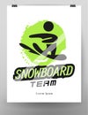 Vector flat simple snowboarding sport logo design on white background.