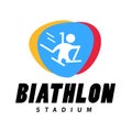 Vector flat simple vector biathlon championship emblem on white background.