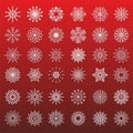 Vector flat snowflakes. Winter snowflake crystals, christmas snow shapes and frosted cool icon symbol set Royalty Free Stock Photo