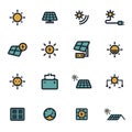 Vector flat solar energy icons set Royalty Free Stock Photo