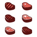 Vector flat steak icons set