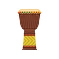 Vector flat style African drum musical instrument djembe.