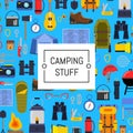 Vector flat style camping background illustration Royalty Free Stock Photo