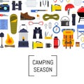 Vector flat style camping elements background illustration Royalty Free Stock Photo