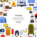 Vector flat style camping elements background illustration Royalty Free Stock Photo