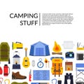 Vector flat style camping elements background illustration Royalty Free Stock Photo