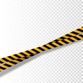 Vector flat style cartoon illustration isolated on background. Black and yellow stripes set. Warning tapes. Danger signs Royalty Free Stock Photo
