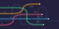 Vector flat style ciry railway scheme. Subway stations map top view