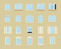 Vector flat style collection of various windows types