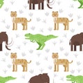 seamless pattern with dinosaurs. Royalty Free Stock Photo